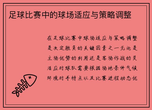 足球比赛中的球场适应与策略调整